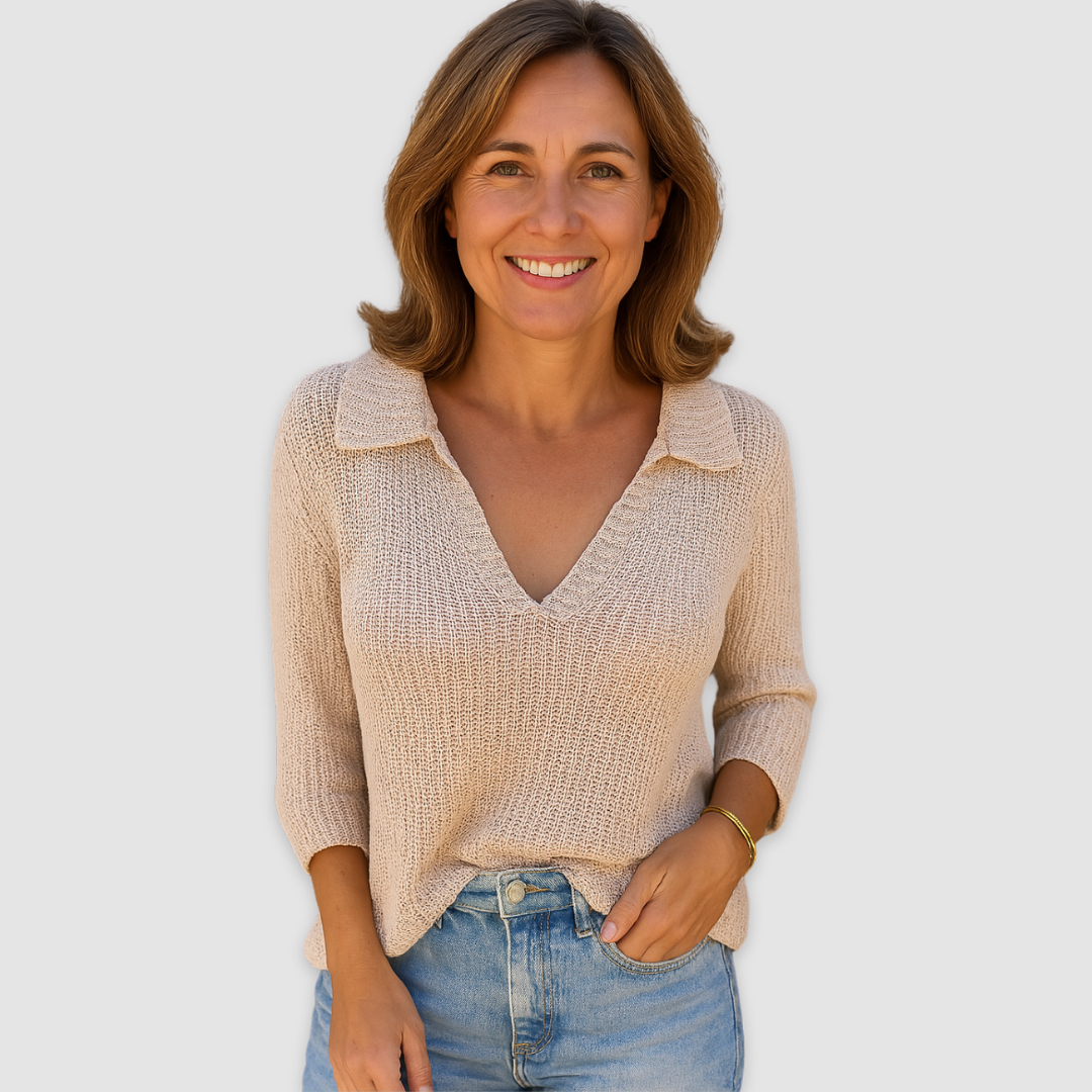 Lucy Elegant Spring V-neck Blouse-Arden & Row-Camden and Row